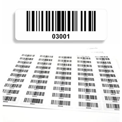 Immagine di etichette per codici a barre 03001 04000, 5 cifre, 1000 pezzi 50 x 17 mm, inventario prestampate, autoadesive, prodotto in Germania
