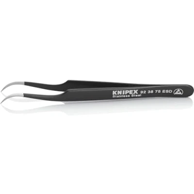 Immagine di Knipex 92 38 75 ESD Pinzetta di precisione Punte curve, piegate 45 120 mm