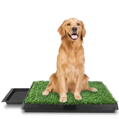Immagine di Lettiera per cani 63 x 50 cm, con struttura a tre livelli e erba artificiale, adatta di piccola taglia anziani, comportamento allenamento
