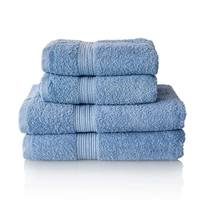 Immagine di ALCLEAR Set di asciugamani premium in spugna, disponibili 6 colori e 5 dimensioni, composto da 2 teli doccia 70x140 cm 50x100 cm, colore jeans blu standard Oeko Tex 100