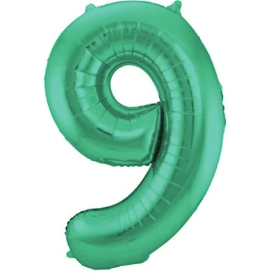 Immagine di Folat 65919 alluminio Numero Figura 9 Verde Metallizzato Opaco 86 cm decorazione palloncino di elio per compleanno, anniversario, Taglia unica