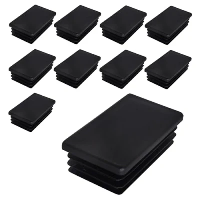 Immagine di SKIR&#039;CO tappi rettangolari in plastica, 40 x 70 mm, per tubi opachi, inserti rettangolari, pali di recinzione, colore nero RAL 9005, 10 pezzi