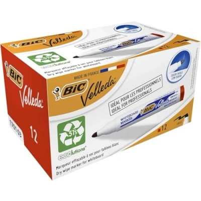 Immagine di BIC Board Marker Bullet Tip 3 pk &amp; Whiteboard, 12 Pezzi