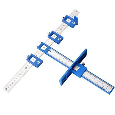 Immagine di Localizzatore Punzone Regolabile, Jig Armadietti, Punch Locator Drill Guide, Locator, Metallo, Staccabile, con Custodia, Utilizzato per Maniglie Cassetti, Pporte, Armadi