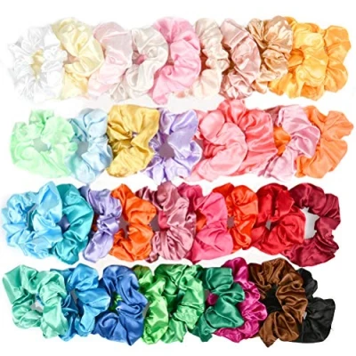 Immagine di BUYGOO Scrunchies Raso Capelli 36 Colori Elastici Capelli, Velluto Fasce Fascette Cravatte Elastiche per