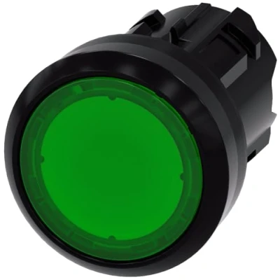 Immagine di Siemens 3SU10010AB400AA0 3SU1001 0AB40 0AA0 Pulsante illuminato Piatto, Anello frontale in plastica Verde 1 pz.