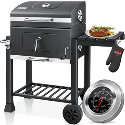Immagine di KESSER® Barbecue con Carrello XL a carbonella Coperchio, Ruote, Manico in Acciaio Inox, griglia e termometro carbonella,Grande da Campeggio