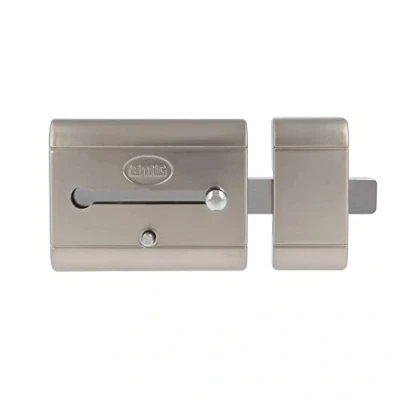 Immagine di Amig Serratura da sovrapposizione ad alta sicurezza per porte in legno Mod. 15 PLUS 98 x 77 mm con cilindro rotondo di e chiavistello acciaio argento