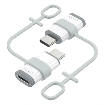 Immagine di MoKo Adattatore Femmina Lightning a Maschio USB C per iPhone 15 PRO Max Plus, 2PZ Supporto Ricarica/Trasferimento Dati, Non Auricolari/Audio/OTG, Bianco+Grigio