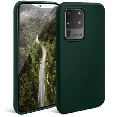 Immagine di Moozy Minimalist Series, Cover in Silicone per Samsung S20 Ultra, Verde Notte Finitura Opaca, Custodia Sottile e Morbida TPU