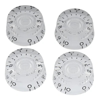 Immagine di Musiclily Metrica Chitarra Manopole Speed Knobs Volume Tono Control per Elettrica Les Paul LP, Trasparente con Numero Nero (4 Pezzi)