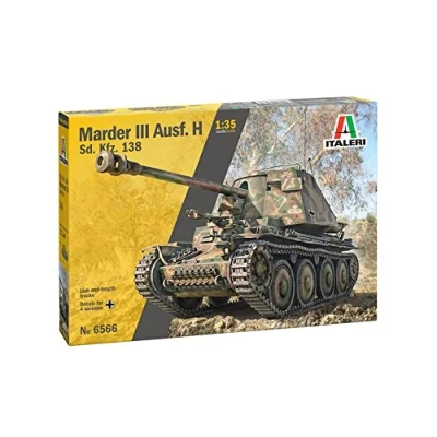 Immagine di Italeri 6566 Marder III Ausf. H SD. Kfz.138, Scala 1:35, Model Kit, Modello in Plastica da Montare, Modellismo, Colore Sabbia, IT6566
