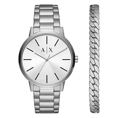 Immagine di Armani Exchange Quartz 3 HAND &amp; Bracelet SET Orologio silvercoloured, Uomo, Taglia: One Size, Silver coloured