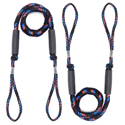 Immagine di Arola Bungee Dock Line Ormeggio Corda per Barca Linea di Ancoraggio Accessori Barche 2 Pezzi (Nero +Blu +Rosso)