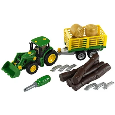 Immagine di Theo Klein 3906 Trattore John Deere con carro per Legno e Fieno, Set di Viti cacciavite I Dimensioni 47 cm x 10,50 12 Giocattoli Bambini dai 3 Anni in su