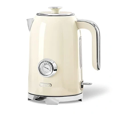 Immagine di Wiltal bollitore elettrico [1,7 l, 2200 W], in stile retrò, acciaio inox, con indicatore della temperatura dell&#039;acqua nel design del livello esterno), vintage