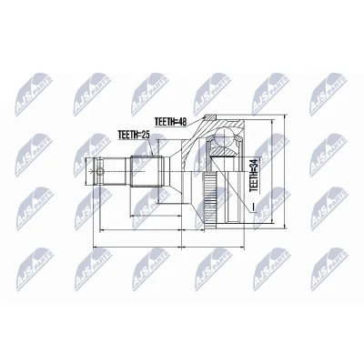 Immagine di NTY NPZ PE 027 Kit Giunto Omocinetico Assale anteriore Dx, Sx Thermoplast PEUGEOT: 206 Hatchback