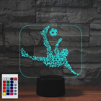 Immagine di SUPERHONGJIHAO Luce notturna per bambini 3D gioco a calcio lampada led con telecomando 16 colori che cambiano colore regalo di compleanno
