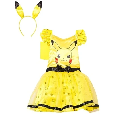 Immagine di amscan 9911598 Costume Pokemon Pikachu per Bambine da 3 a 4 Ragazze, Multicolore, anni,