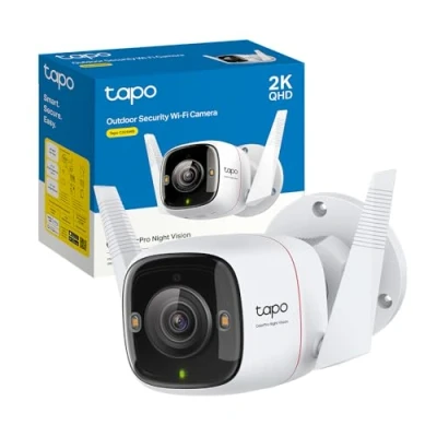 Immagine di TP Link Tapo C325WB Telecamera WiFi Esterno QHD 2K, Visione Notturna ColorPro, Obiettivo Super Aperture F1.0, Sensore Grande 1/1,79&#039;&#039;, IP di Sorveglianza, Impermeabile IP66, Alexa