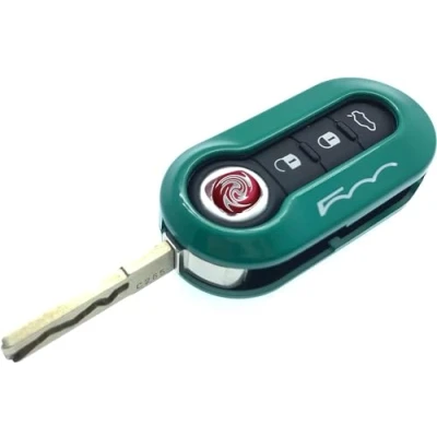 Immagine di Nordecco Custodia per chiave Fiat 500, 500C, 500L, Abarth, Grande Punto, Brava, Panda Stilo, Linea a 3 pulsanti, colore: verde turchese
