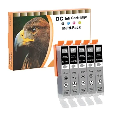 Immagine di D&amp;C 571 XL Cartucce d&#039;inchiostro Sostituzione per Canon PGI 570 CLI 571GY Compatibile PIXMA MG5750 MG6850 MG6851 TS5050 TS5055 TS6050 TS6051 TS6052 MG5700 MG5751 MG6800 (5 Grigio)