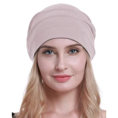 Immagine di osvyo Cotone Chemo Cappelli Soft Caps Cancro Copricapo per le donne perdita di capelli sigillati imballaggio, Rosa pallido, Taglia unica