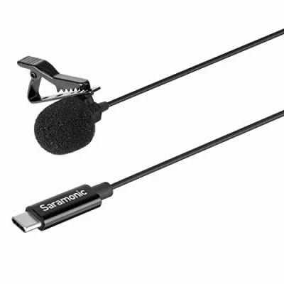 Immagine di Saramonic Lavalier Microfono con USB C per dispositivi mobili e Computer Cavo da 6 m Adattatore ad Angolo retto (LavMicro U3B)