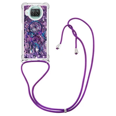 Immagine di HiCASE Pro Cover per Xiaomi Mi 10T Lite 5G, Glitter Liquido Silicone TPU Bumper Case Cellulari Protettiva Custodia con Cordino, Necklace Cordoncino Regolabile