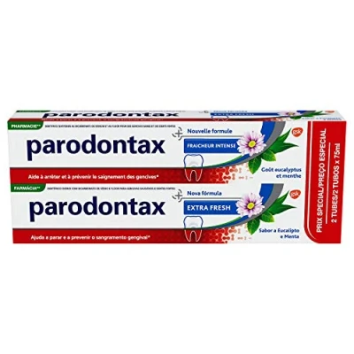 Immagine di Parodontax Dentifricio Freschezza intensa Dentrifice, Alleviare la sensibilità dentale, Extra Fresh, Confezione da 2 x 75 ml