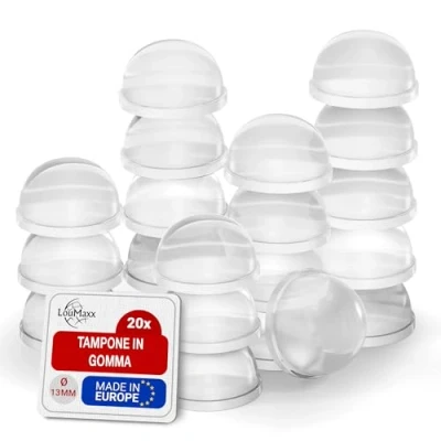 Immagine di LouMaxx Gommini Paracolpi Set di 20 Piedini Trasparenti Ø 13mm in Gomma Autoadesivi Tenuta Extra Forte Protettivi Prima Qualità, Aiutano lo Scivolamento