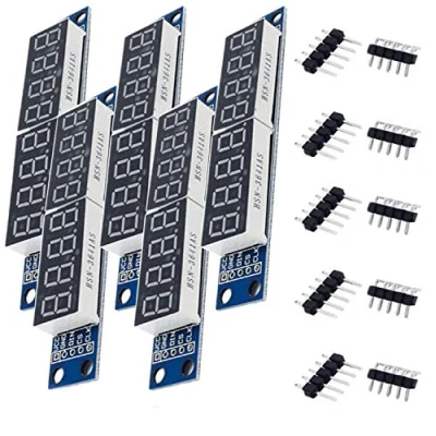 Immagine di AZDelivery 5 x MAX7219 LED Modulo TM1637 8 Bit 7 Segment Display compatibile con Arduino E Raspberry Pi incluso un Book!