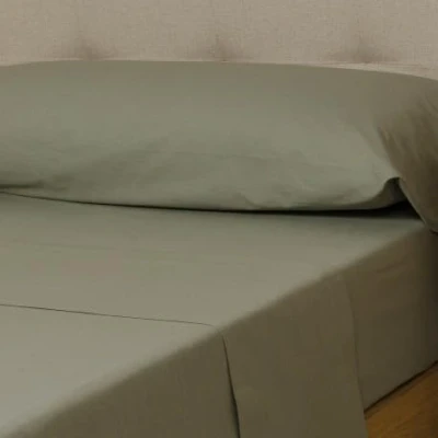 Immagine di TRAMAS+ Completo Lenzuola Singolo 90x200, 100% cotone, Biancheria da letto, e 1 federa Certificata STANDARD 100 by OEKO TEX Verde Salvia