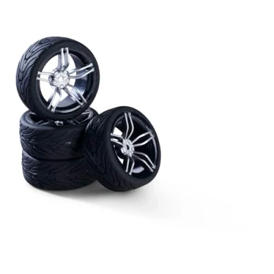 Immagine di Carson 500900173 1:10 set di ruote (4) design a 10 raggi argento accessori per modellismo, pezzi ricambio, tuning, pneumatici, pneumatici