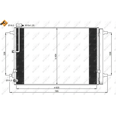 Immagine di NRF EASY FIT 350059 Condensatore con essiccatore, anello tenuta 18 15,3 Alluminio 625 R 134a