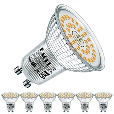 Immagine di EACLL Lampadine LED GU10 Luce Bianco Caldo 2700K 6W Equivalenti a 90W Lampada Alogena, Pacco da 6, 660lm Faretti AC 230V senza Sfarfallio, Angolo Fascio 120 Spot, Non Dimmerabile Lampade Riflettore