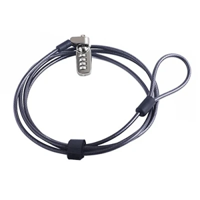 Immagine di CaLeQi Cavo Nero di Sicurezza con Lucchetto, per Notebook, Laptop, Computer Portatili, Monitor LCD Lunghezza: 2 m (Blocco del Computer)