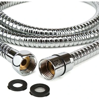 Immagine di H&amp;S Tubo Doccia Flessibile 1,75 m di Ricambio Universale per in Acciaio Inox Antipiega ad Alta Pressione con Finitura Cromata