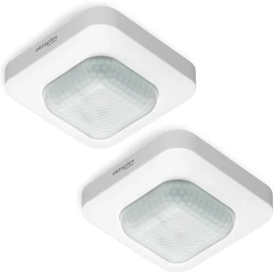 Immagine di Oktaplex Set di 2 faretti Leo con sensore movimento, 360, 10 m, portata 230 V, adatto per interni, LED bianco