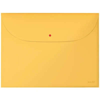 Immagine di Leitz Busta con bottone a 2 tasche, Formato A4, Capacità 50 fogli, Confezione da 3, Gamma Cosy, Giallo Caldo, 47090019