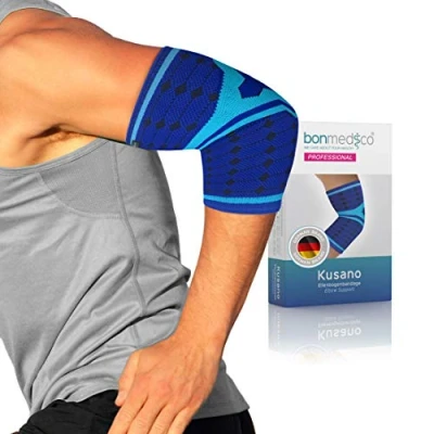 Immagine di bonmedico Tutore Epicondilite Gomito Fascia di Compressione per Protezione Braccio, Taglia XL Gomitiera Elastica Unisex Supporto ai Gomiti