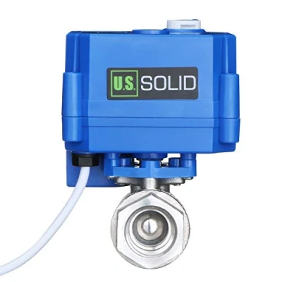 Immagine di U.S. Solid 1/2&quot; Valvola a sfera motorizzata con funzione manuale, 2 Vie Acciaio inossidabile Elettrovalvola 9 24V AC/DC, fili, ritorno automatico NC