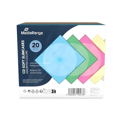 Immagine di MediaRange BOX37 custodie Morbide CD Soft Cases Slim, 20 pezzi, 5 colori x 4