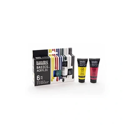 Immagine di Liquitex 3699394 Basics Pittura acrilica, Pigmenti per artisti monopigmentati, Resistente alla luce, durevole nel tempo, Finitura satinata, Set di colori 6 Tubetti da 22 ml