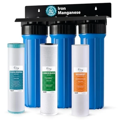 Immagine di iSpring WGB32BM Sistema di Filtraggio dell&#039;Acqua per Tutta la Casa con Riduzione dei Sedimenti, del Carbonio e Ferro Manganese, Filtro in a 3 Stadi