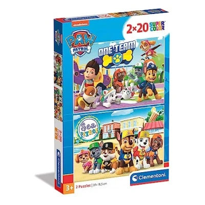 Immagine di Clementoni Paw Patrol Supercolor 2X20 (Include 2 20 Pezzi) Bambini 3 Anni, Puzzle Cartoni Animati Made in Italy, Multicolore, 24800