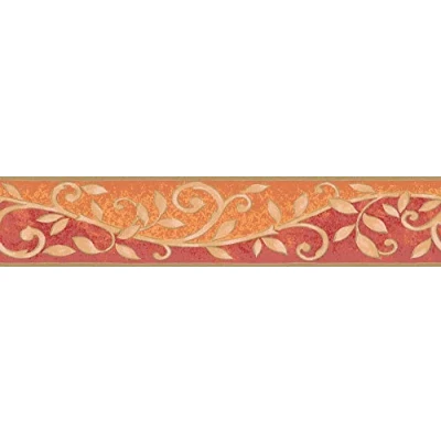 Immagine di A.S. Création Bordo di carta con meravigliosi fiori in arancione, rosso e beige, 5,00 m x 0,13 per rotolo