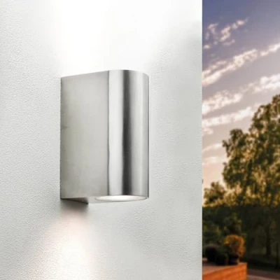 Immagine di Ledvion Santa Barbara, Lampada da parete a LED per esterno grigio rotondo, due GT10 Up&amp;Down, esterno, parete, IP54, GU10