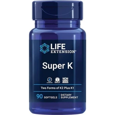 Immagine di Life Extension, Super K, con MK 7, Depot, Altamente Dosato, 90 Capsule molli, Testate in Laboratorio, Senza Glutine, Soia, Non OGM
