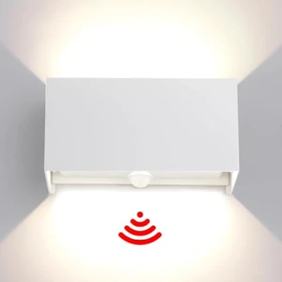 Immagine di FUPE 25W LED Applique da Parete Esterno/Interno con Sensore di Movimento e Crepuscolare IP65 Impermeabile Moderno Alluminio Lampada Esterno Angolo Luce Regolabile Bianco 4000K Luci Naturale